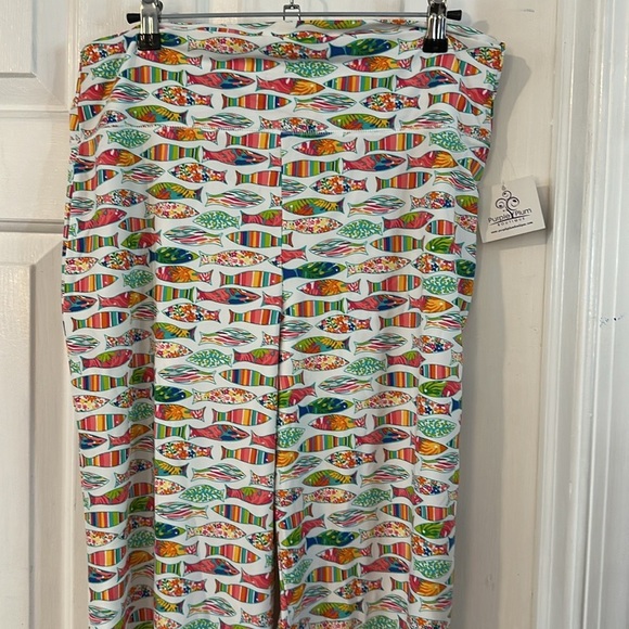 NWT Southwind Apparel Nylon & Spandex White Multi Color Wide Leg Palazzo Pants - Picture 2 of 8